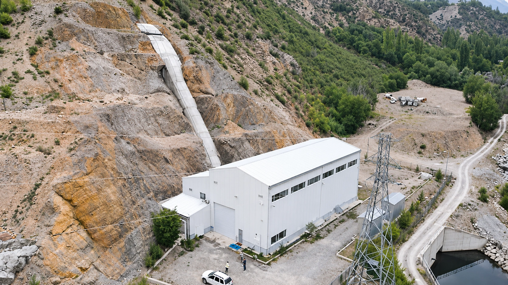 Büyükbahçe Regülatörü ve HES — enhanced view based on the reference photograph
